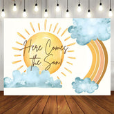 Aperturee - Aperturee Sun Rainbow Here Comes The Son Baby Shower Backdrop